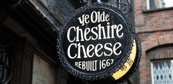 Ye Olde Cheshire Cheese place sign