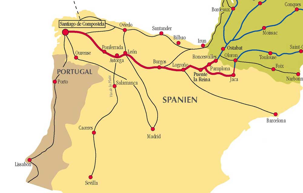 Camino Spain possible Routes