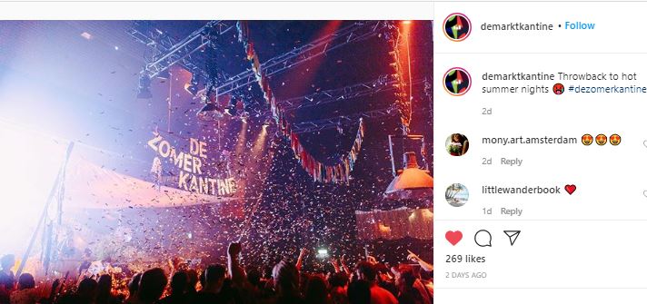 Amsterdam party at a nightclub instagram picture