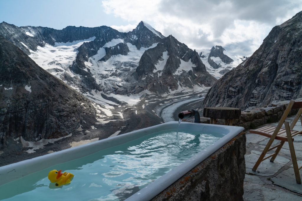 The Swiss Alps Outdoor hot bath