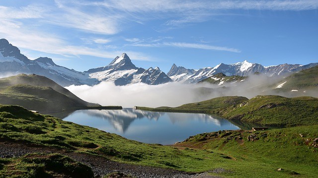 Picturesque Mountains and lakes in Matterhorn Mountain Switzerland