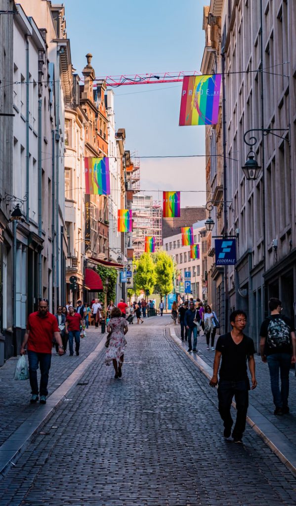 LGBT flags in a street in belgium