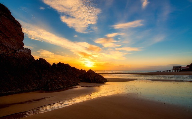 Sunset on the coast of Wales UK