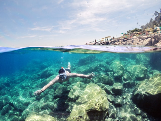 Snorkeling underwater in Elba Italy Europe
