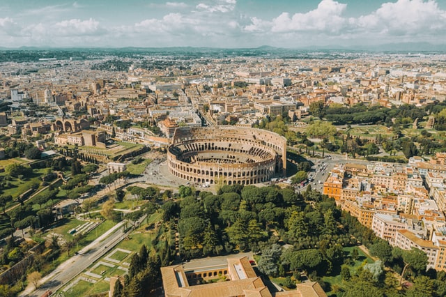 Famous Landmark from above: The Colosseum in Roma