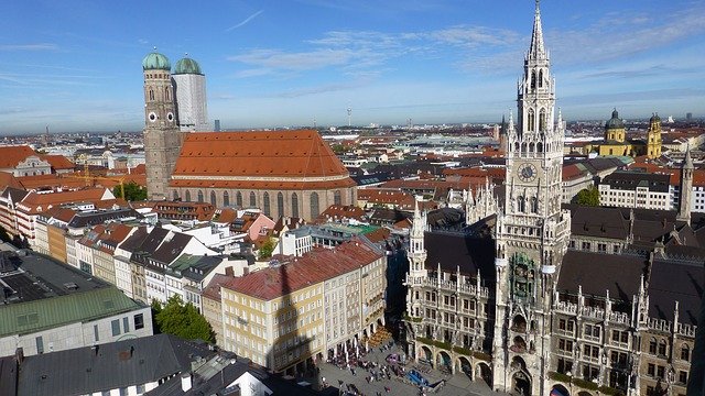 Above view on Marienplatz Square In Munich