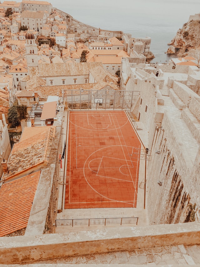 Unique Basketball Court in the Rooftop City Hall of Dubrovnik Croatia