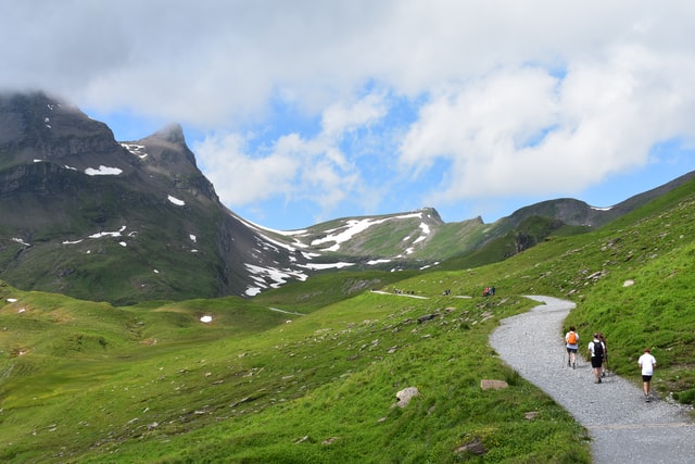 A Hiking Trail On Swiss Alps