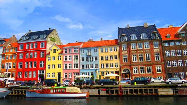 Colorful Houses by the canal In Copenhagen