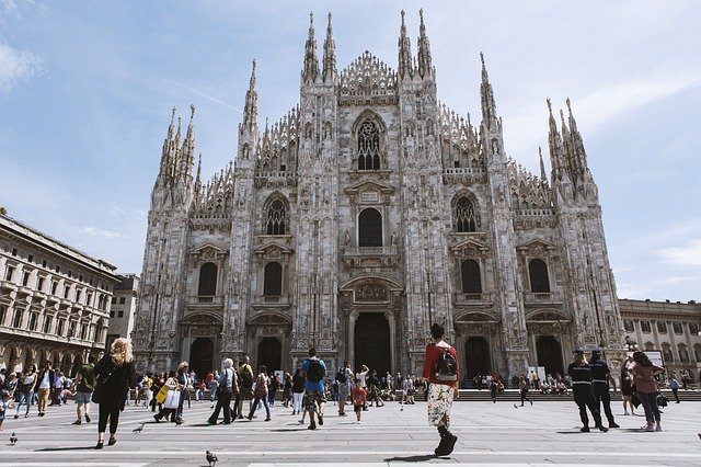 The front of milan cathedral