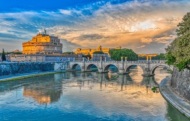 St. Angelo Bridge In Rome in the afternoon